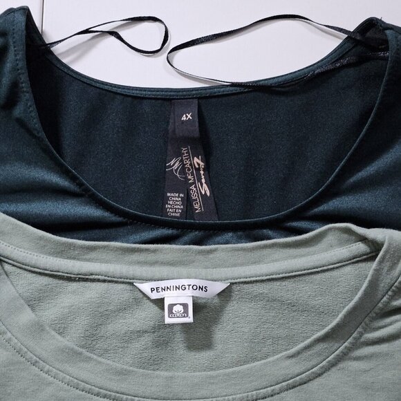 Top Womens 4X Lot of 2 Green Penningtons Melissa McCarthy Seven 7 LS Lagenlook - Picture 2 of 16